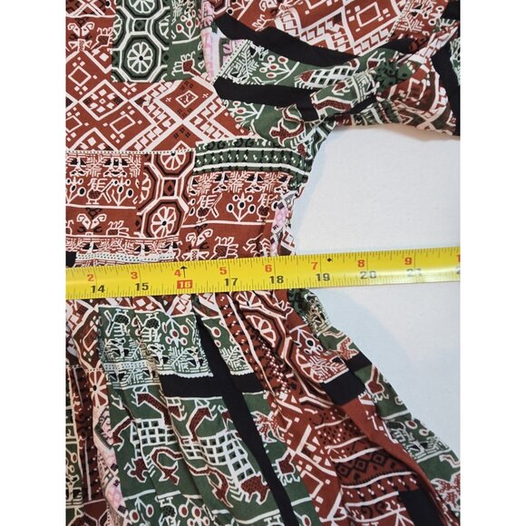 Easel tiered tunic top baby doll patchwork print pattern size M New - Picture 11 of 13